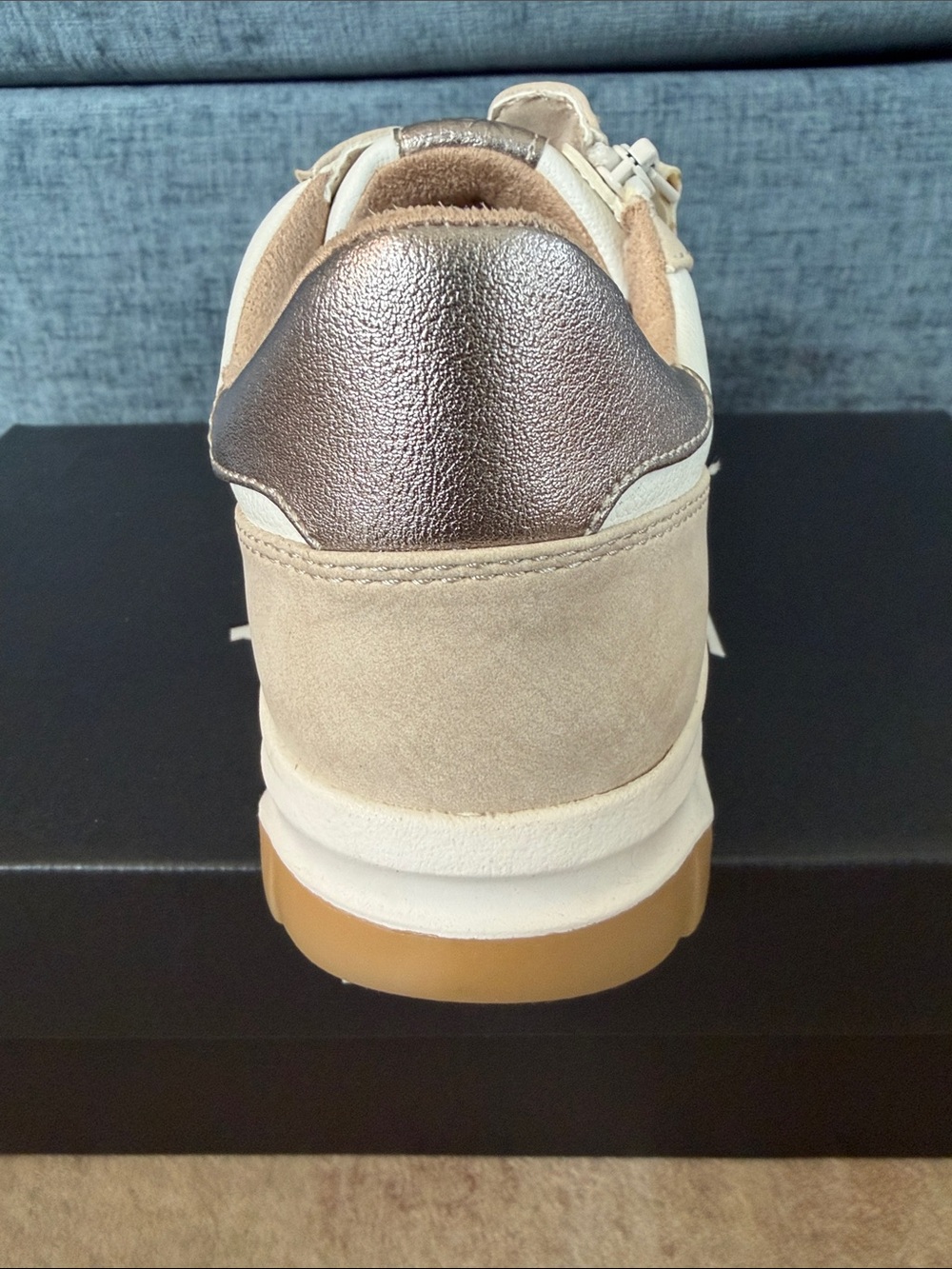 Naturalizer Women’s Jace White and Beige Low-Top Leather & Suede Sneaker - Picture 4 of 6